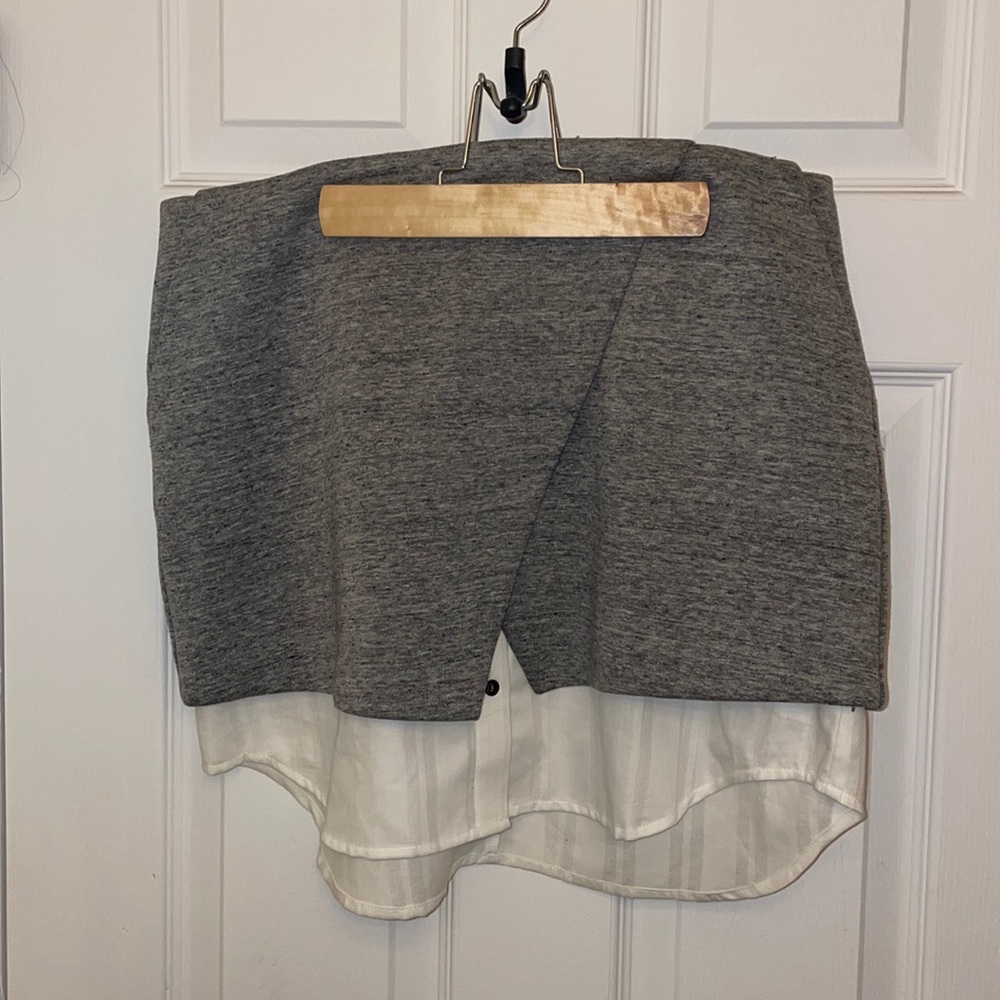Intermix Womens Skirt Size L Gray White,  Above Knee Cotton Casual